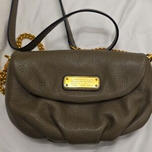 Marc by Marc Jacobs Olive Leather Shoulder Bag with Gold Hardware